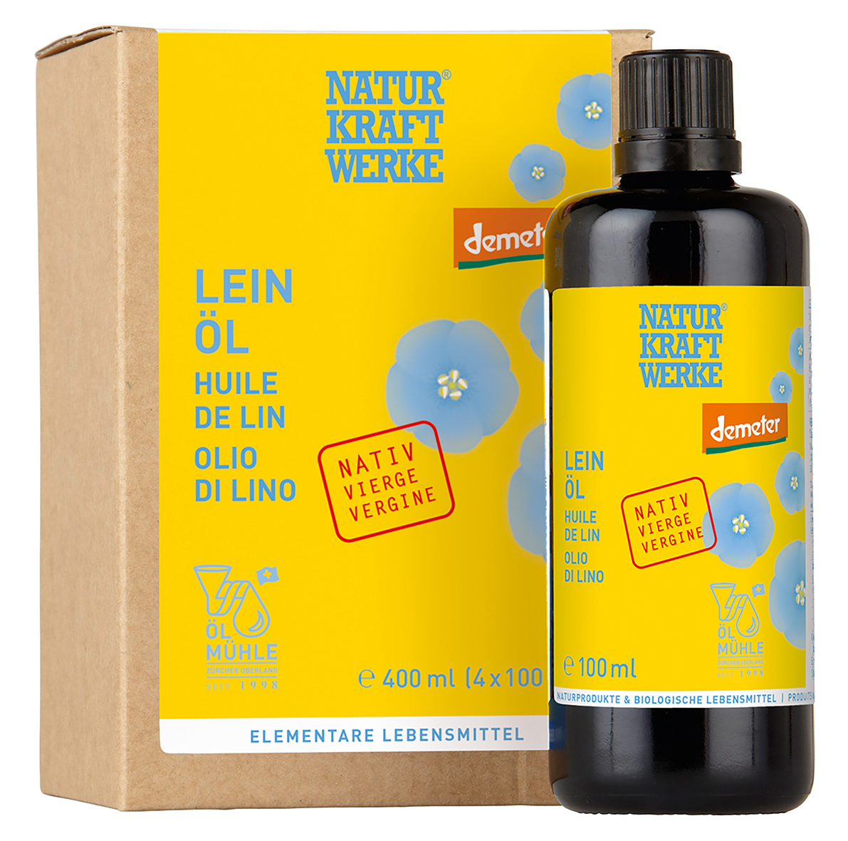 Leinöl nativ 4 x 100 ml Demeter