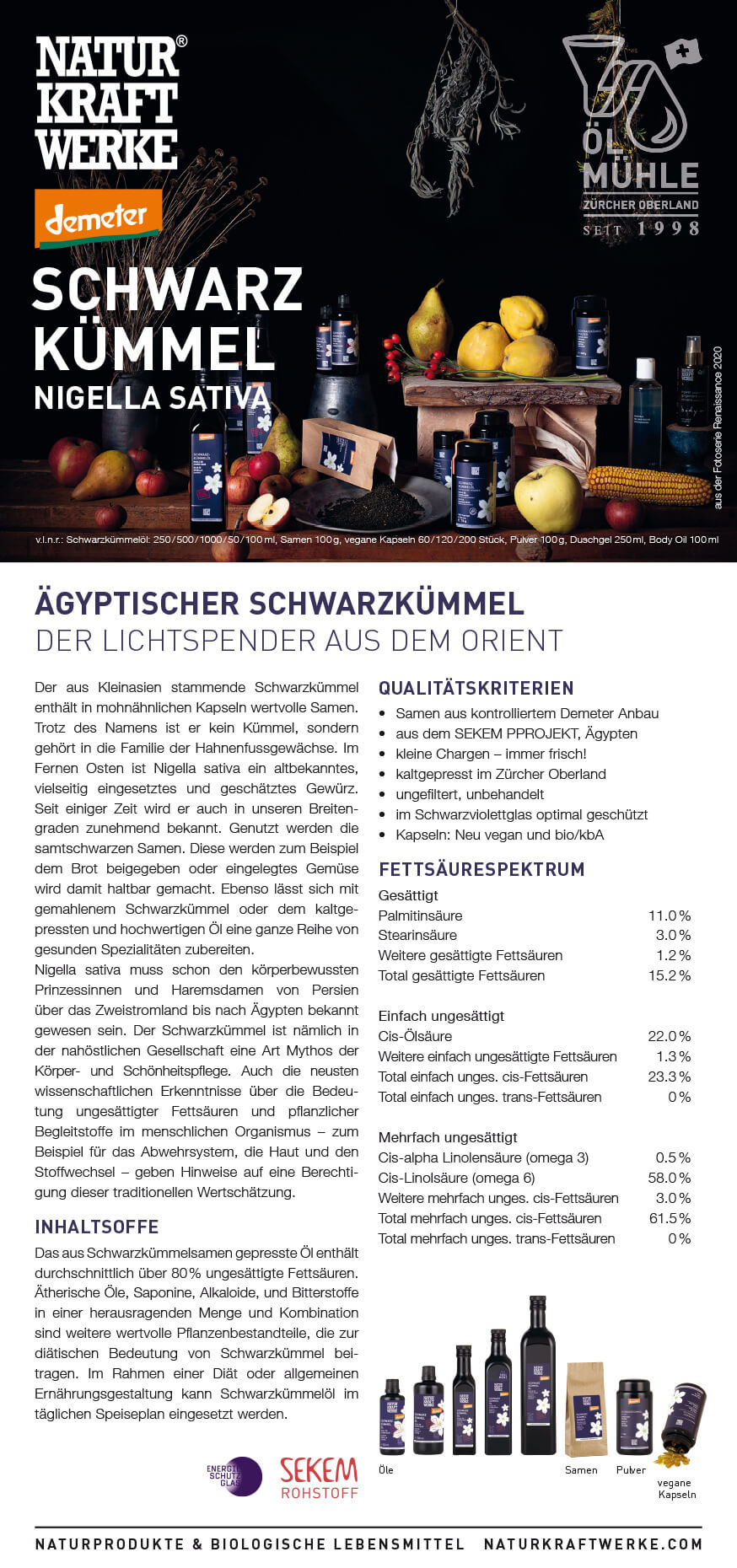 Schwarzkümmelöl 200 Vegicaps à 595 mg BIO/kbA